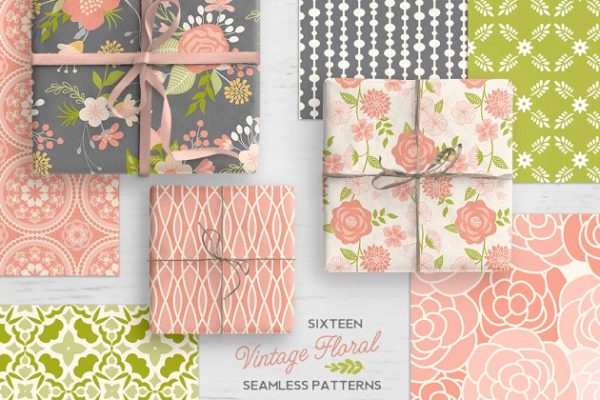 古典花卉&几何图案纹理素材精选 Vintage Floral & Geometric Patterns