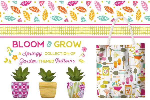 现代花园植物图案纹理素材精选 Fresh Modern Garden Patterns