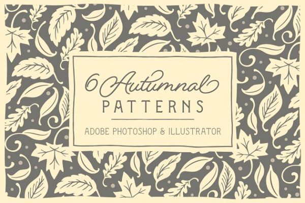 6款秋天主题图案纹理素材精选+剪贴画 6 Autumnal Patterns + Clipart