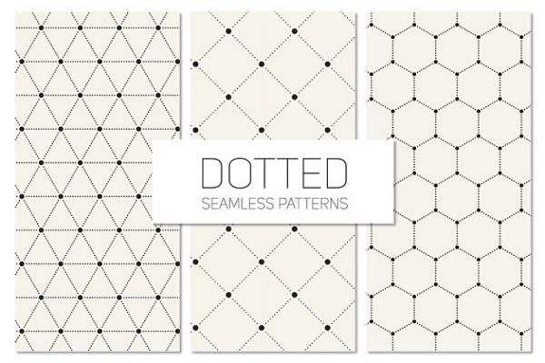 点与线的巧妙结合无缝纹理 Dotted Seamless Patterns. Set 6