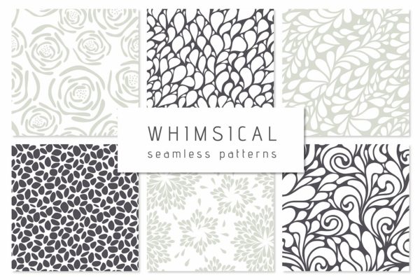 异想天开无缝图案纹理素材精选 Whimsical Seamless Patterns Set