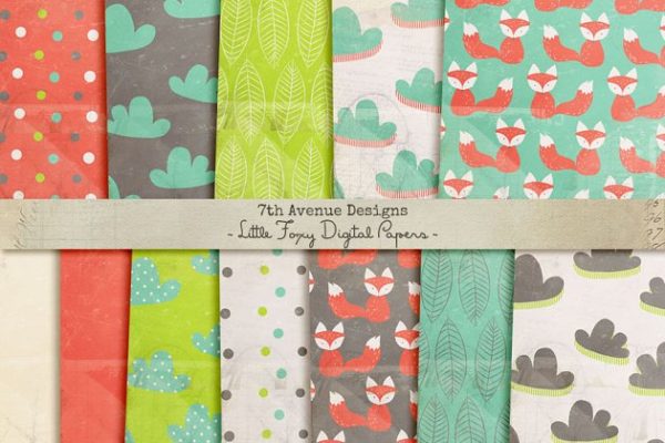 小可爱风格多种图案纹理素材精选汇总 Little Foxy Digital Papers