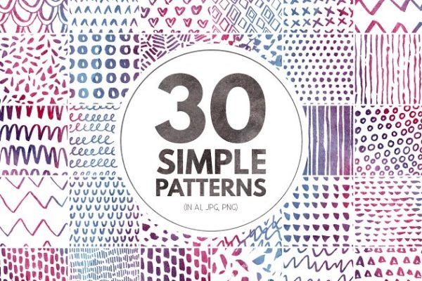 30款简约无缝图案纹理素材精选 30 Simple Seamless Patterns