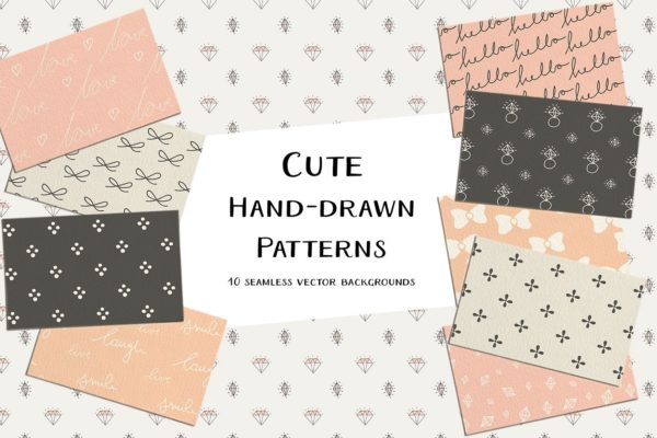 可爱的手绘图案纹理素材精选 Cute Hand-Drawn Patterns
