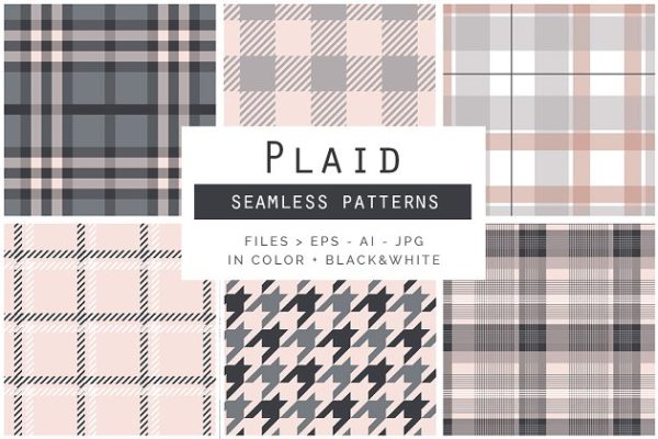 各种各样的格子风格矢量纹理 Plaid Vector Patterns