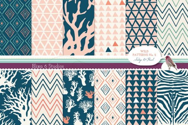 12种野生几何图案数码纸张纹理 12 Wild Geometric Digital Patterns