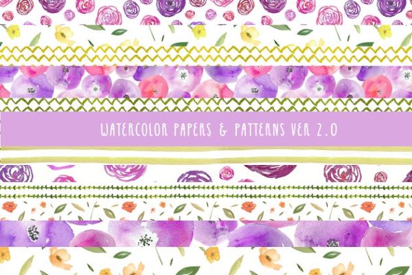 水彩花卉植物图案纹理素材精选 Watercolor Patterns 2