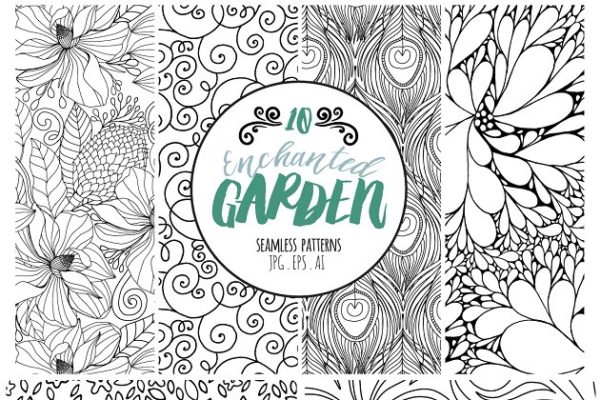 魔幻花卉图案纹理素材精选 Enchanted Floral Repeat Patterns