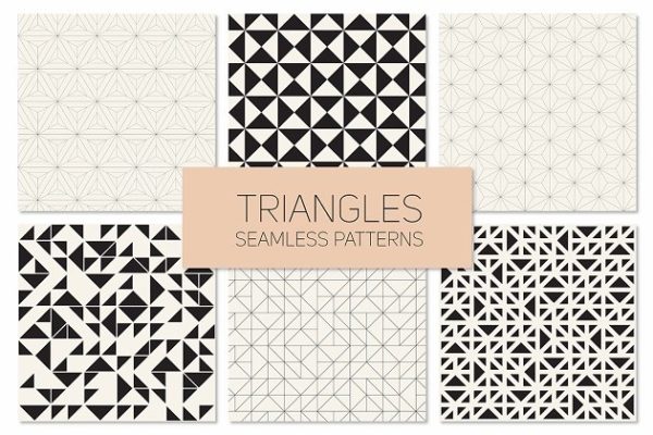 三角形图案无缝纹理 Triangles. Seamless Patterns. Set 4