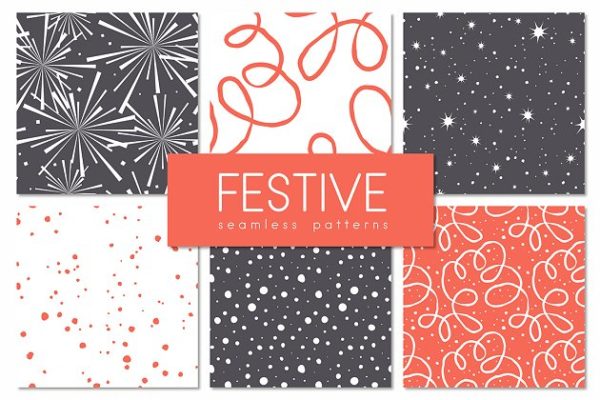 喜庆节日图案无缝纹理 Festive Seamless Patterns Set