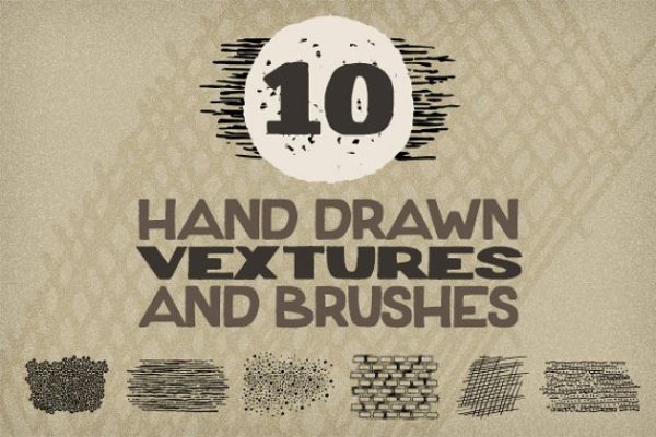 10款手绘花纹纹理&笔刷 10 Hand Drawn Vextures and Brushes