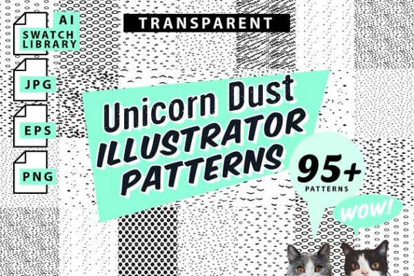 95+麒麟鳞片图案纹理素材精选 Unicorn Dust Illustrator Patterns