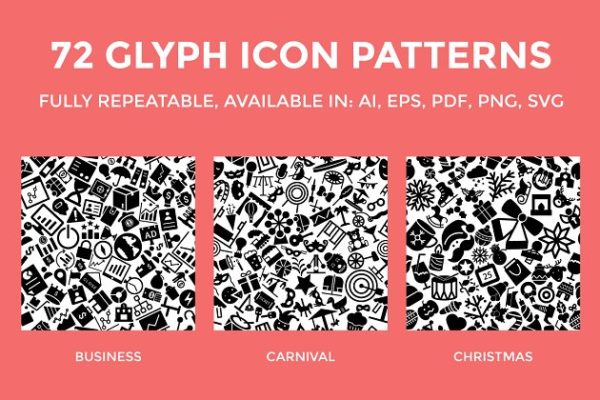 72个主题图标图案纹理素材精选 72 Glyph Icon Patterns