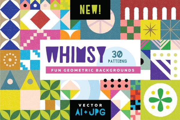 异形多彩几何图案纹理素材精选 Whimsy Geometric Pattern Bundle