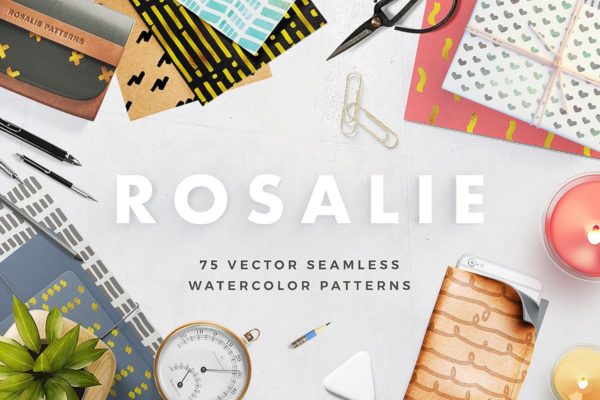 手绘无缝水彩图案纹理素材精选汇总 Rosalie Seamless Watercolor Patterns