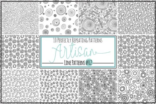 手绘线条圆形重复图案纹理素材精选汇总 Circle Repeat Patterns – Line