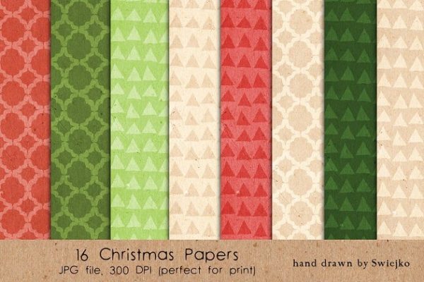 圣诞节假日主题纸张纹理 Christmas Patterns – Paper