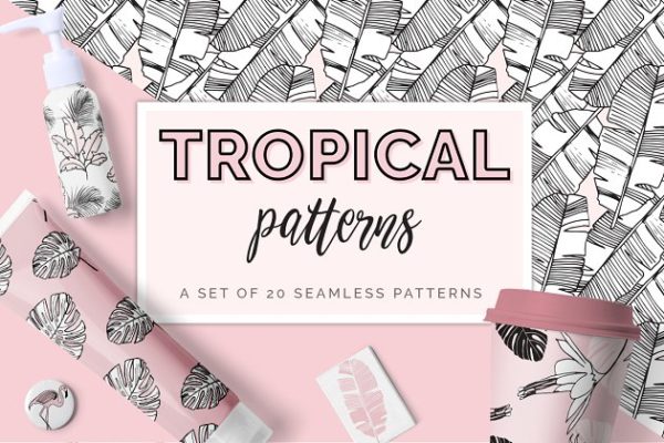 热带树叶手绘矢量纹理汇总 Tropical Foliage Vector Patterns
