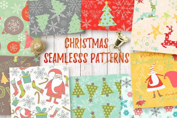 圣诞节主题元素图案纹理素材精选 Christmas Seamless Patterns