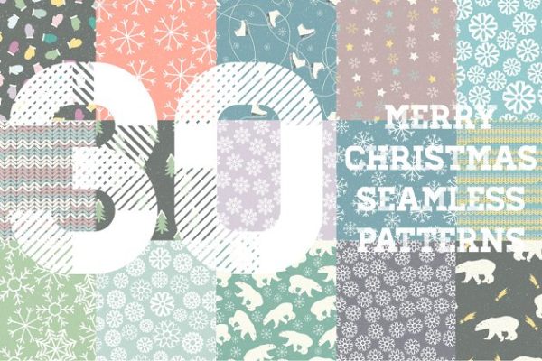 冬季主题重复图案无缝背景纹理 Winter Patterns Set Pro