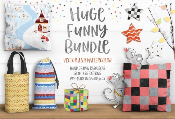 有趣的爱心冬季圣诞节情人节节日素材包[EPS,JPG]