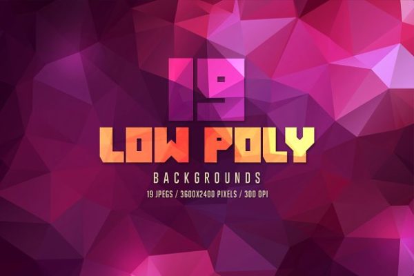 19款多边形几何彩色背景 19 Low Poly Backgrounds