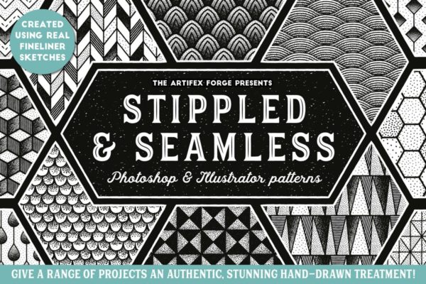 精致点画手绘图案纹理素材精选 Stippled & Seamless – Patterns