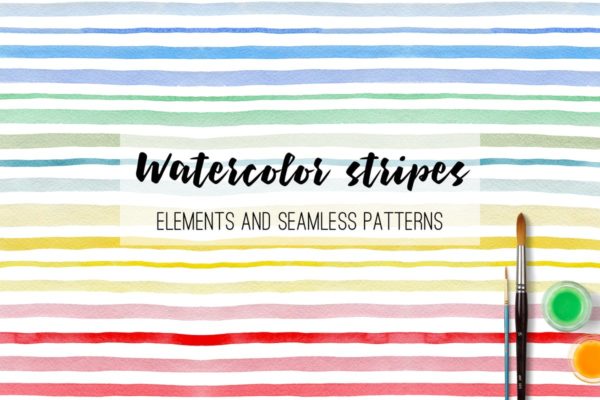 水彩条纹和图案纹理素材精选素材 Watercolor Stripes and Patterns