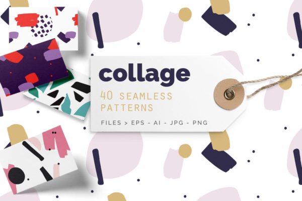 拼贴风格彩色印花图案素材 Collage Colorful Patterns