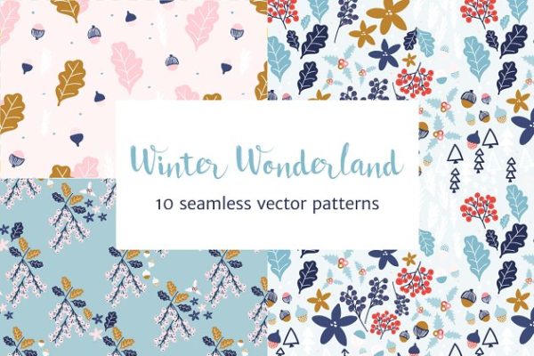 冬季仙境圣诞花样图案 Winter Wonderland Christmas Patterns