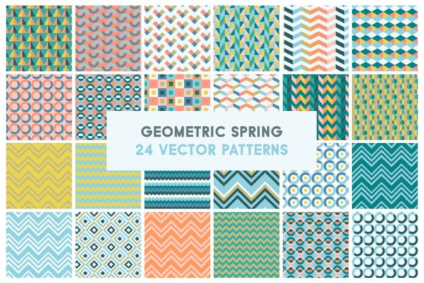 几何图形图案矢量纹理 Geometric Spring Vector Patterns