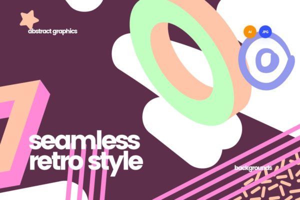 10款复古风格抽象纹理图案 Seamless Patterns in Retro Style Backgrounds