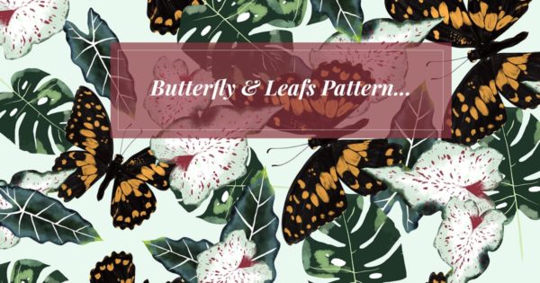 蝴蝶＆落叶高清图案纹理素材精选素材 Butterfly & Leafs Pattern