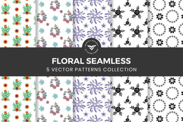花卉无缝手绘图案纹理素材精选纹样背景素材 Floral Seamless Pattern