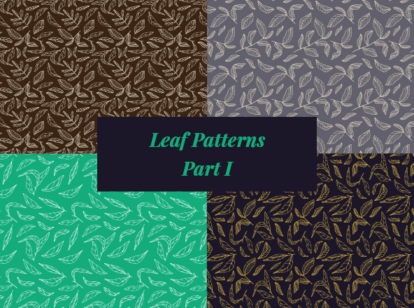 手绘树叶图案无缝矢量图案纹理素材精选素材 Seamless Vector Leaf Patterns Hand Drawings