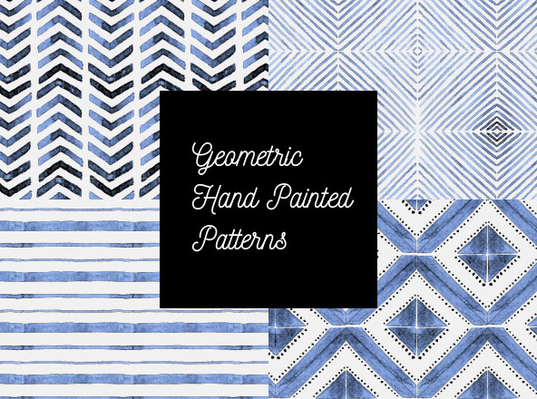 无缝手绘几何图案背景素材 Seamless Geometric Hand Painted Patterns