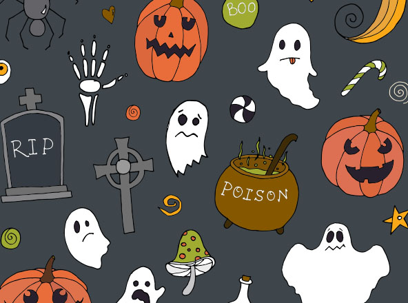 万圣节主题元素矢量图案素材v2 Halloween Vector Elements & Patterns – Part II