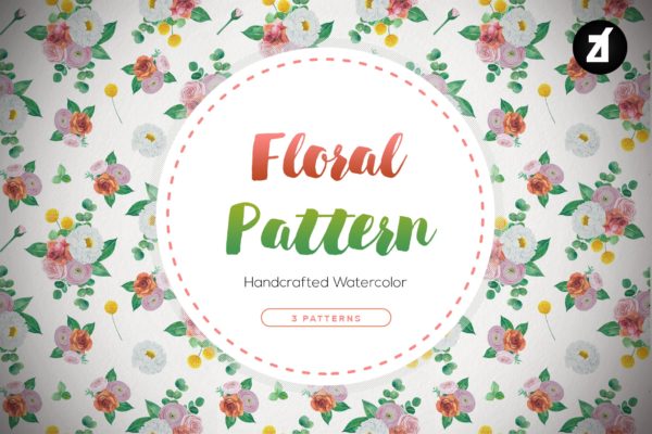 水彩手绘花卉图案设计素材 Floral pattern hand-drawn watercolor illustration