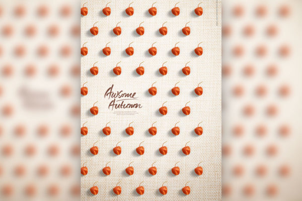 秋季元素灯笼果图案背景psd素材