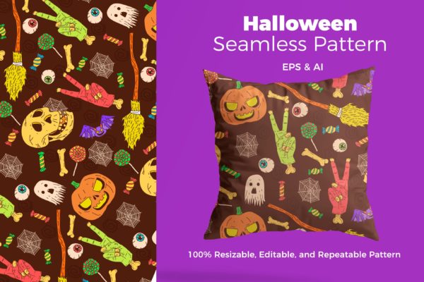 万圣节节日元素手绘图案纹样背景素材 Halloween Pattern