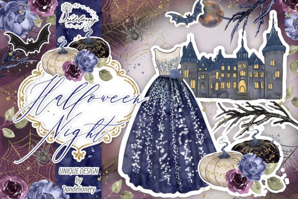 万圣节之夜节日元素剪贴画高清PNG素材 Halloween Night design