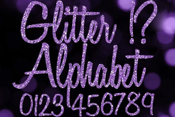 紫色闪光字母剪贴画 Purple Glitter Alphabet Clip Art