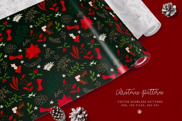 圣诞节节日元素图案花纹矢量背景素材 Christmas Patterns vol.2