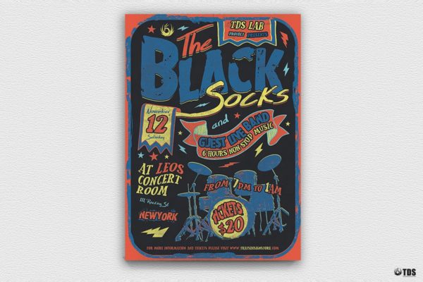 摇滚音乐盛典派对活动传单模板 Rock Music Flyer Template