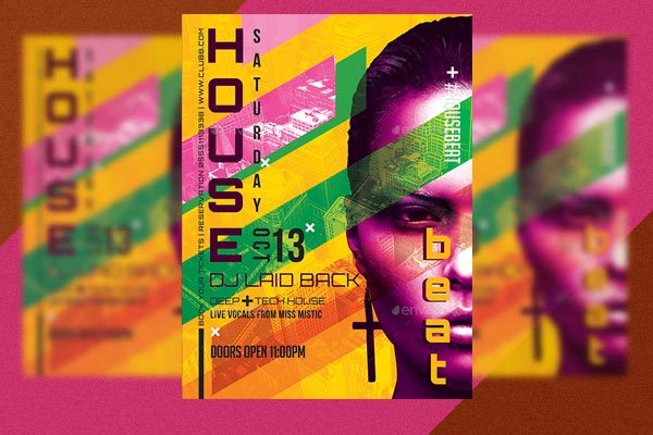俱乐部宣传海报模板下载 House Beat Flyer Template [psd]