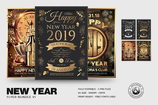 黑金色高端2019新年海报模版下载 [PSD]