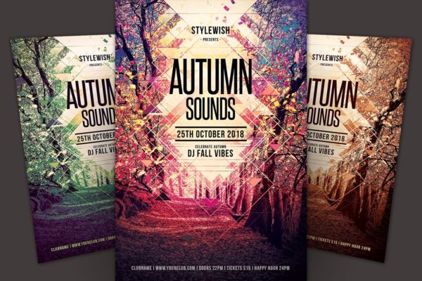 秋天音乐会传单模板 Autumn Sounds Flyer Template