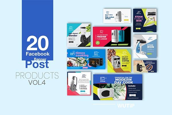 20个时尚高端多用途的电子商务电商社交媒体Facebook海报Banner设计模板产品第04卷