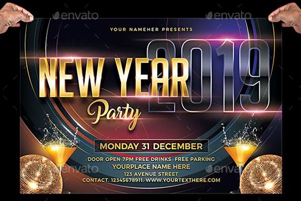 2019年新年派对海报模板 New Year Party [psd]