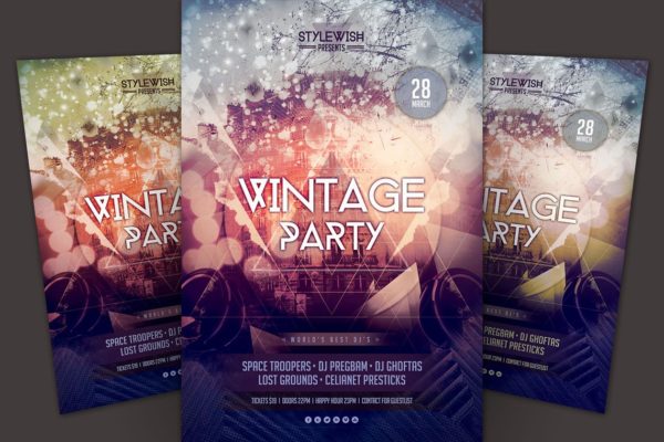 复古元素派对活动传单模板 Vintage Party Flyer Template